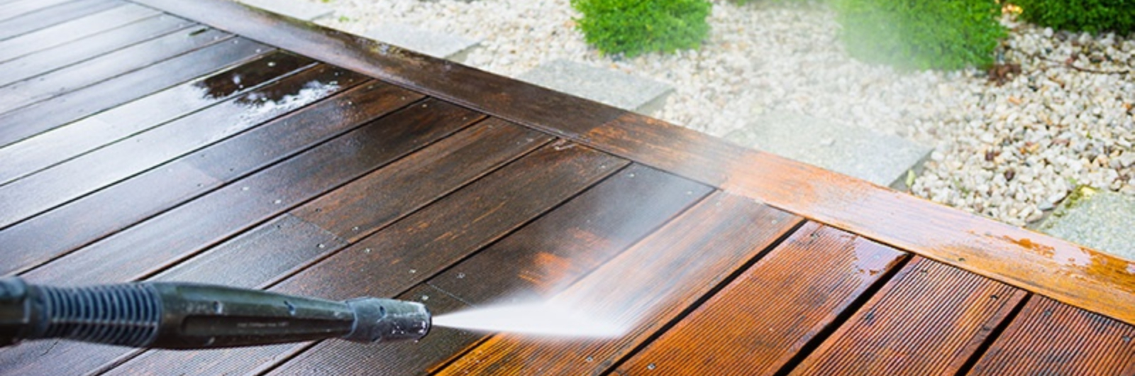 hose cleaning the deck