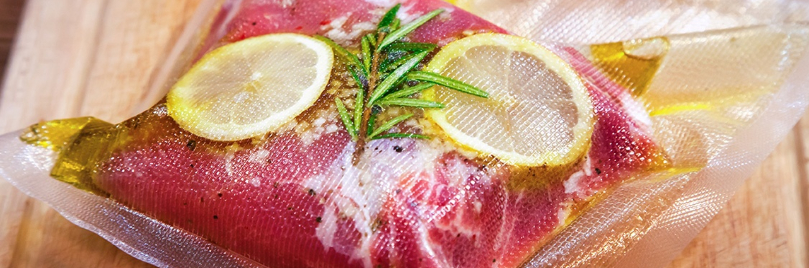 Meat in plastic container