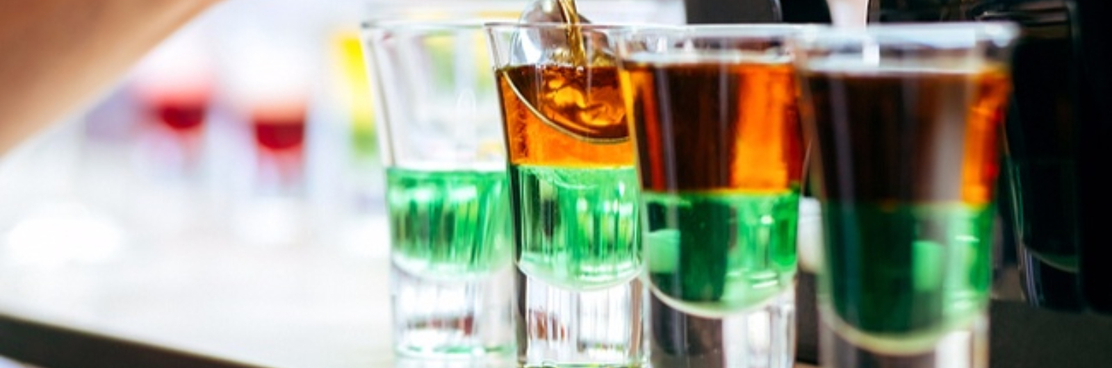 shot drinks with different color